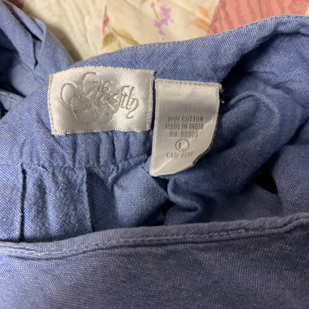 GO SOFTLY Patio Womens Sz L Blue Embroidered Applique Zebra Short Sleeve‎ Dress - Picture 8 of 10
